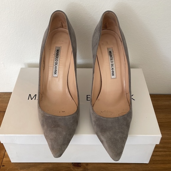 Manolo Blahnik | Shoes | Manolo Blahnik Bb Suede Gray Shoes Size 37 ...